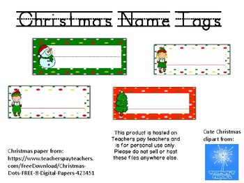 Christmas name plates by Preschool in the Sunshine | TpT