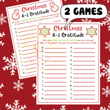 Preview of Christmas noel A-Z Gratitude Word race activity Alphabet ABC game primary middle