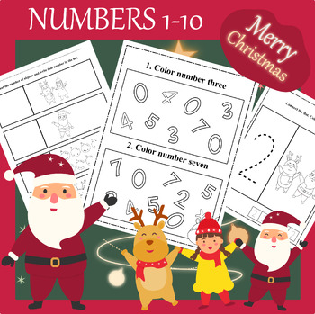 Preview of Christmas numbers of tracing worksheets.
