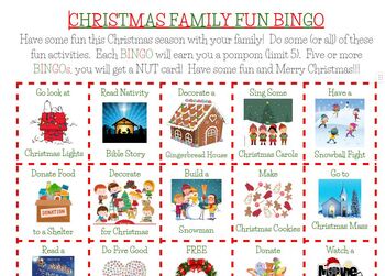 Preview of Christmas or Advent Bingo Card for a Family Fun Challenge