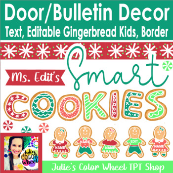 Preview of Christmas or Winter Gingerbread Door Bulletin Decor Decorations Editable 