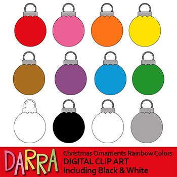 Christmas ornaments clip art rainbow colors by DarraKadisha | TpT