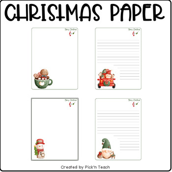 Christmas paper - lined and unlined - 52 pages by Pick'n Teach | TPT