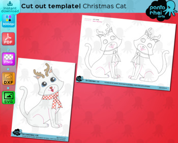 Download Christmas Pet Christmas Cat Cut Out Template Dxf Svg Pdf And Png