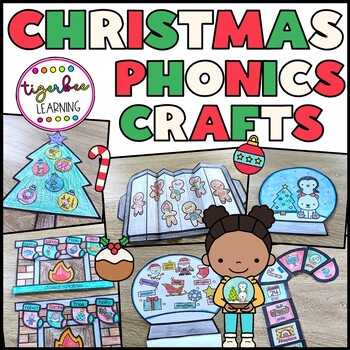 Preview of Christmas phonics crafts: CVC, magic e, vowel teams and more