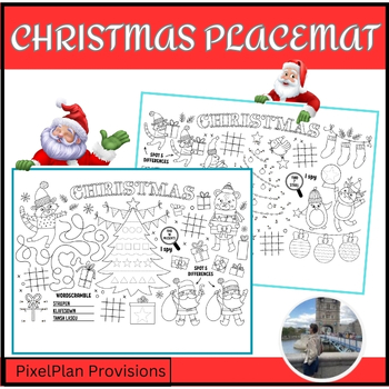 Preview of Christmas placemat for kids. Winter holiday printable 2024