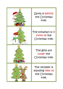 Christmas preposition flash cards and worksheets by hubers | TpT