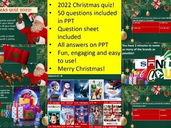 Preview of Christmas quiz! Fun, festive quiz! Suitable for years 7 - 13 + all subjects.