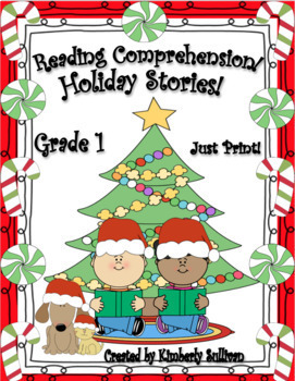 Preview of Christmas reading comprehension passages and questions Grade 1