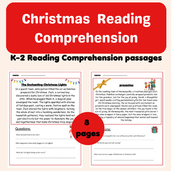 Preview of Christmas reading comprehension passages and questions 2nd grade
