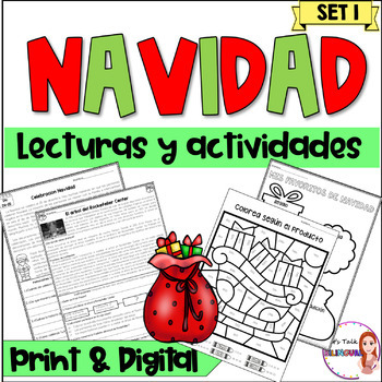Preview of Christmas reading in Spanish -Lecturas de Navidad- writing