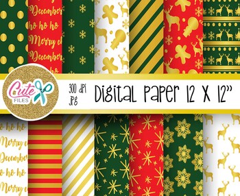 Preview of Christmas red and green Digital Paper