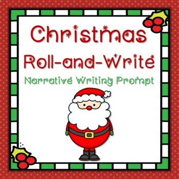 Preview of Christmas roll and write narrative writing prompt freebie