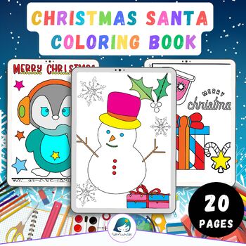 Preview of Christmas santa Coloring Sheets for Kindergarten December Winter Coloring Pages