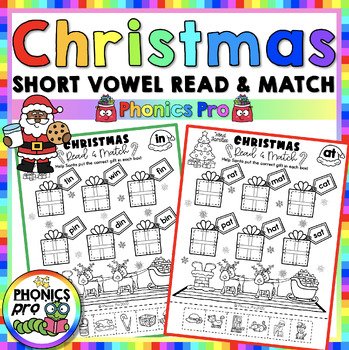 Christmas short vowel CVC Word Family phonics worksheets by Phonics Pro