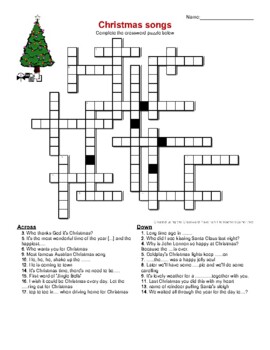 Preview of Christmas songs crossword puzzle