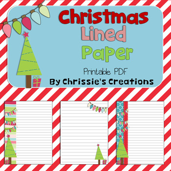 Preview of Christmas stationary:  7 lined papers