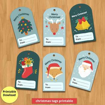 Preview of Christmas tags, printable Christmas gift tags, santa digital stickers