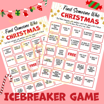 Preview of Christmas theme Find Someone Who game morning work Activities middle 6th 7th