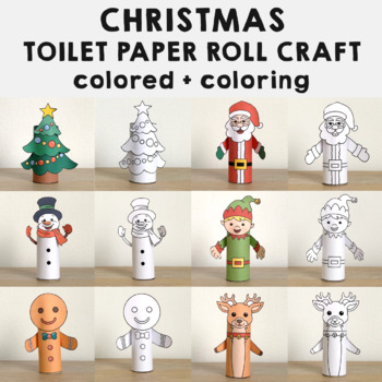 Christmas toilet paper roll craft Printable Decoration Winter Holiday ...