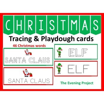 Preview of Christmas tracing and playdough cards for homeschool, Spec. Ed, and pre-k