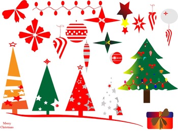 Preview of Christmas tree Clipart plant decorations holiday red gift santa ornaments-05-
