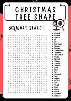 Christmas tree shape Word Search Puzzle Worksheet Activities, Brain Games