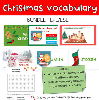 Preview of Christmas vocabulary Bundle EFL/ESL for 3rd to 6th grade