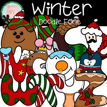 Preview of Christmas winter doodle font craft word