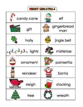 Christmas word wall and picture dictionary by Betty Garland | TPT