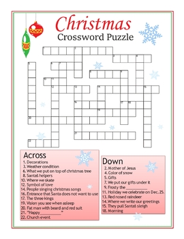 Christmas words and Nativity Crossword Puzzles by Mr Teacher 321