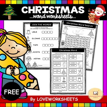 Preview of Christmas words, word search and arrange the word