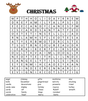 Preview of Christmas wordsearch (advanced) - SECRET MESSAGE INSIDE!