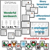Christmas wordsearch plus binary pixel art - spreadsheet +