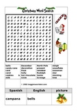 Christmas wordsearch w/pictures & labels in English/Spanish