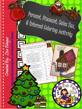 Preview of Christmas/Holiday Percent, Discount, Sales tax, Interest Coloring Act.