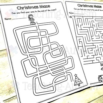 Christmas Maze Worksheets No Prep by Teaching Autism | TpT