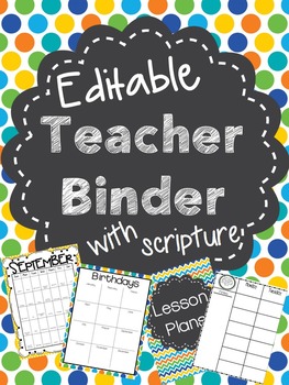 Preview of Teacher Binder with Scripture {Editable}
