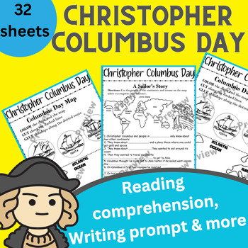 Preview of Christopher Columbus 4th grade worksheets - Reading comprehention, writing etc