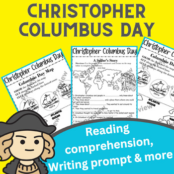 Preview of Christopher Columbus 4th grade worksheets - Reading comprehention, writing etc