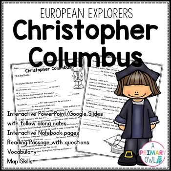 Preview of Christopher Columbus 3rd grade Interactive PowerPoint Google Slides Printables