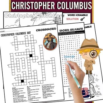 Preview of Christopher Columbus DAY Fun Worksheets,Coloring,Puzzle,Wordsearch & Crossword
