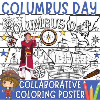 Preview of Christopher Columbus Collaborative Coloring Poster | Cristóbal Colón activities