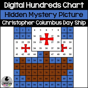 Preview of Digital Christopher Columbus Day Ship Hundreds Chart Hidden Mystery Picture Math