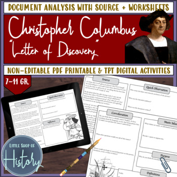 Preview of Christopher Columbus Letter of Discovery | Primary Source Analysis