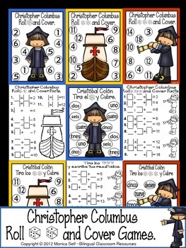 Preview of Christopher Columbus Roll and Cover Games {FREE}