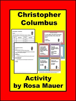 Preview of Christopher Columbus Task Cards and Worksheet Multiple Choice Questions