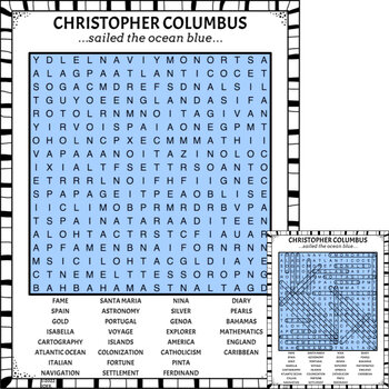 Christopher Columbus Word Search by Jennifer Olson Educational Resources