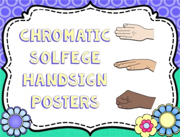 Preview of Chromatic Solfege Hand Sign Posters - Pastel Garden Music Classroom Decor