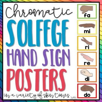 Preview of Chromatic Solfege Hand Sign Posters - Rainbow Color Borders